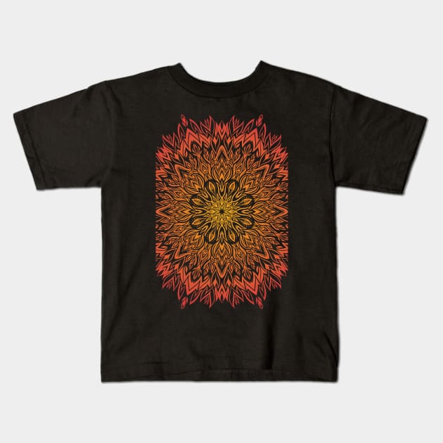Fire Spirit Mandala Kids T-Shirt by polliadesign